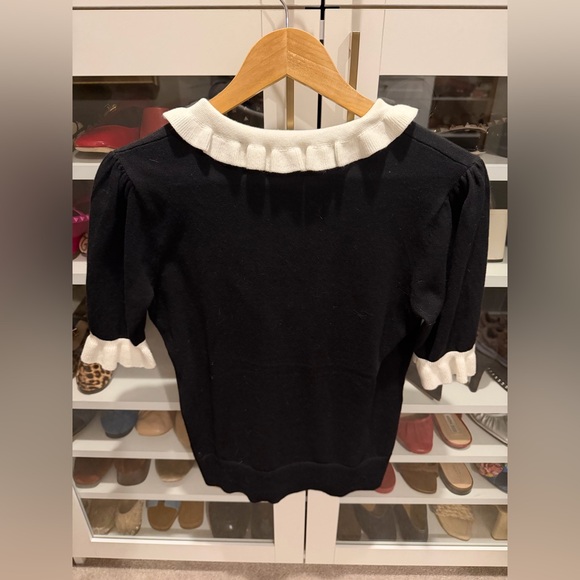 CeCe Black Top with White Ruffle Details - Picture 6 of 6